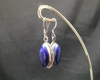 Lapis Lazuli Sterling Silver Marquise Earrings One-of-a-Kind