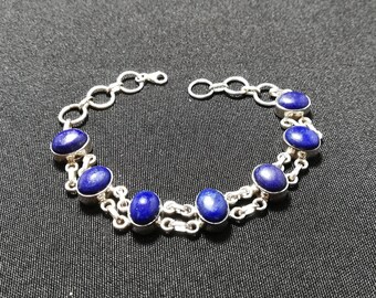 Lapis Lazuli Sterling Silver Oval Bracelet One-of-a-Kind