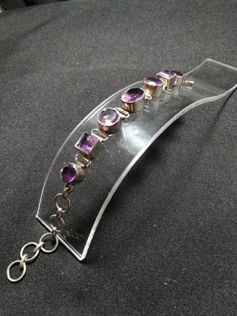 Amethyst Sterling Silver Circle Square Bracelet One-of-a-Kind