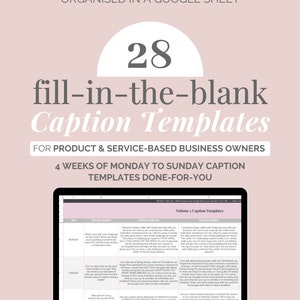 Instagram fill-in-the-blank Editable Caption Templates, Done-For-You Social Media Pre-Written Content, Product Seller, Service Provider