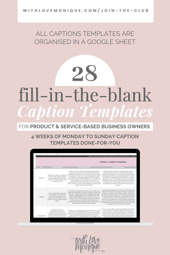 Instagram fill-in-the-blank Editable Caption Templates, Done-For-You Social Media Pre-Written Content, Product Seller, Service Provider