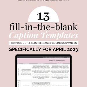 Instagram fill-in-the-blank Editable Caption Templates, Done-For-You Social Media Pre-Written Content, Product Service Seller, APRIL 2023
