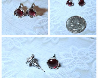 Genuine Garnet Stud Earrings