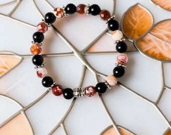 Genuine Fire Agate Obsidian bracelet
