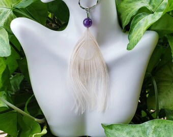 White Peacock Feather Earrings/Boho Earrings/Wedding Earrings