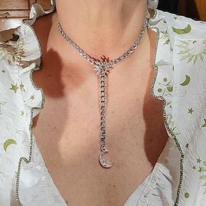 Sun and Moon Lariat  Pull Through Necklace