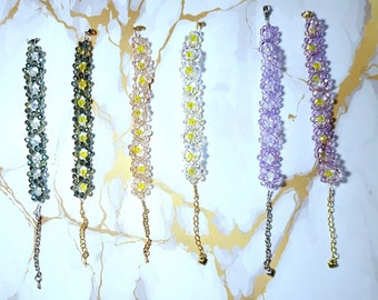 Handmade Beaded Crystal Flower Bracelets