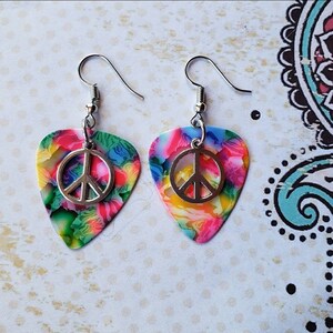 Guitar Pick Tie Dye Earrings 2 sizes