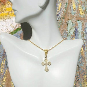 Gold cross with pearls necklace