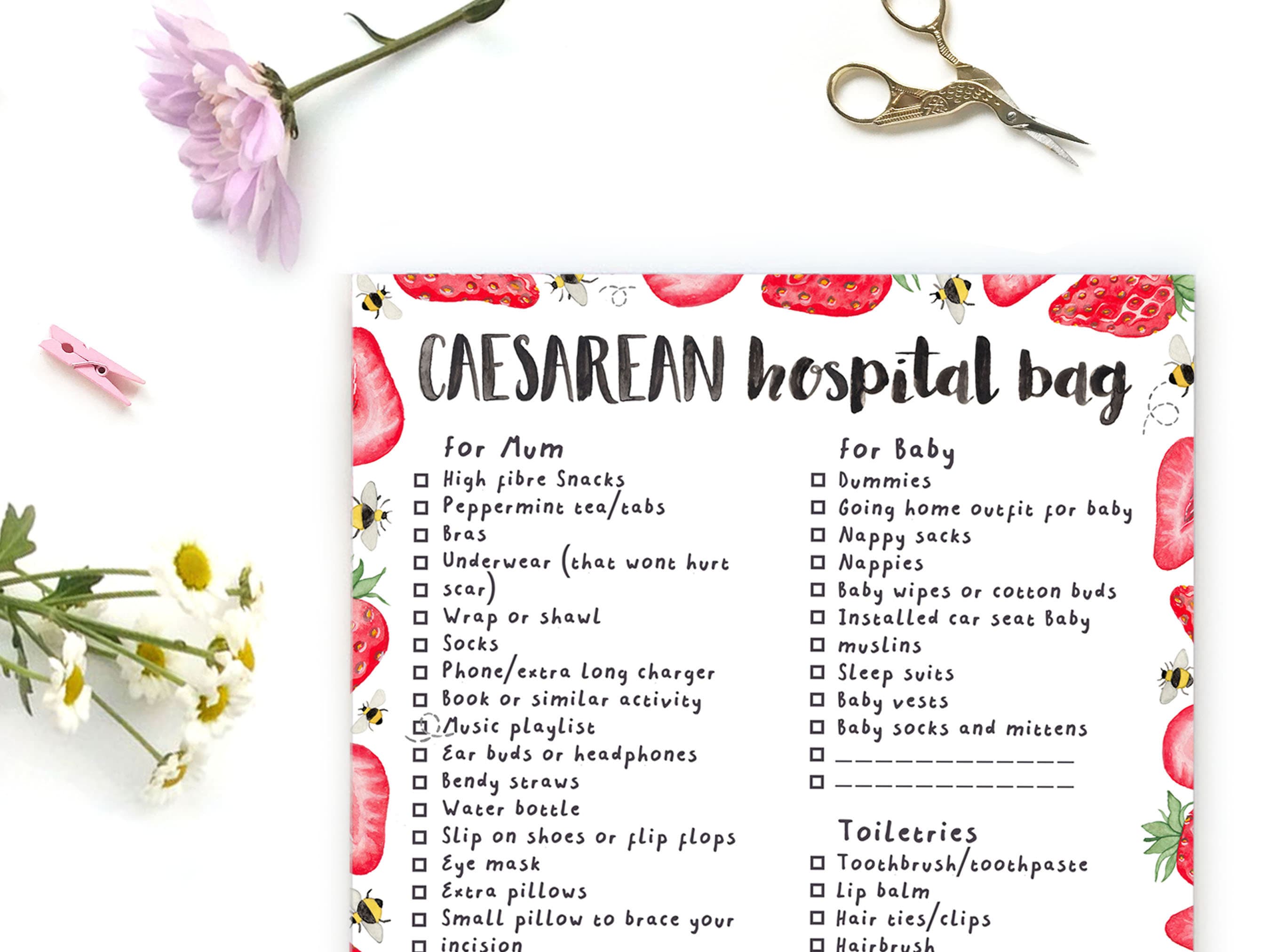 HOT Hospital Bag Checklist C Section Caesarean Hospital Bag