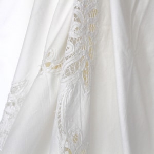 French lace floral embroidered vintage tablecloth