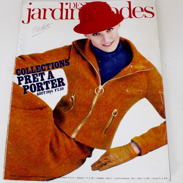 French Vintage August 1964 fashion Magazine Jardin des Modes