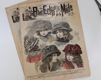 Magazine vintage français Le Petit Echo de la Mode, collection de 2 exemplaires, 1909 n° 38 et 42