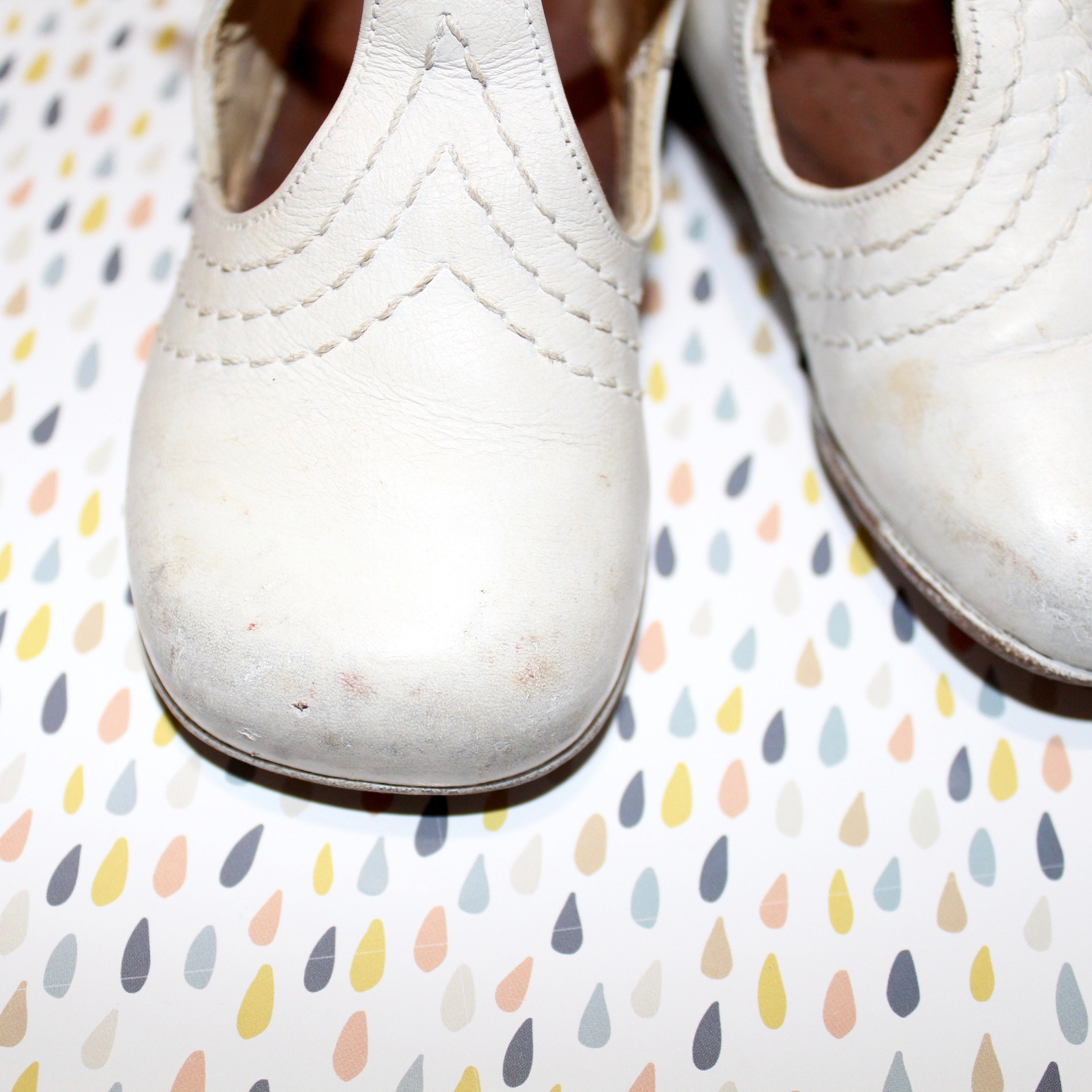 Schoenen Meisjesschoenen Mary Janes Franse vintage Little Macy wit leer 1940's baby peuter schoenen 