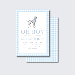 Classic Boy Dog Baby Shower Invite | Blue Watercolor Shower Invite | Pick your dog, edit and print | Boy Baby Shower Light Blue | Customize
