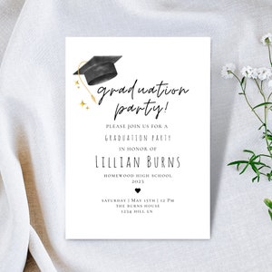 Graduation Invitation Template, Printable Graduation Party Invitation, Editable Graduation Party Invitation Download, Templett