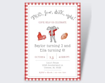 Red Cheerleader & Football Birthday Invite | Cheerleader Birthday Invite | Instant Download | Editable Template