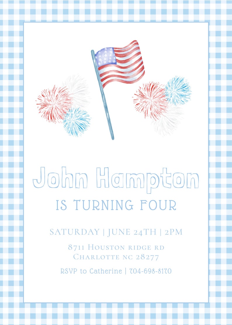 Red White And Blue Birthday Invite Boy Watercolor 4th Of July Birthday Il 794xN.5839471196 I70s 