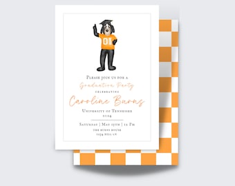 Orange Graduation Invite | Orange and White Graduation | College Graduation Template | Edit and Print | Checkers, Orange, Grad Invite