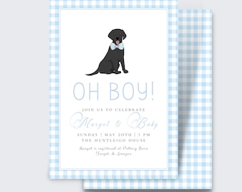 Classic Boy Dog Baby Shower Invite | Blue Watercolor Shower Invite | Instant Download | Editable Template | Printed | Digital Download
