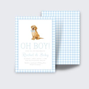 Classic Boy Dog Baby Shower Invite | Blue Watercolor Shower Invite | Instant Download | Editable Template | Printed | Digital Download