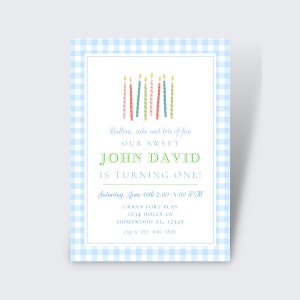 Classic First Birthday Boy | Blue Watercolor Birthday Invite | Instant Download | Editable Template | Printed | Digital Download