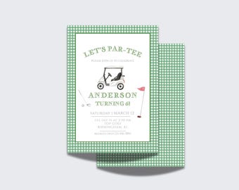 Golf Birthday Invitation | Watercolor | Let&#39;s Par-Tee, Editable golf party, Boy Sports Birthday Invitation | Download, Edit, Print | MASTERS