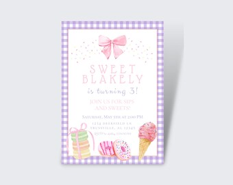Sweet Treats Birthday Invite | Self-Editable | Sweet Invite | TWO Sweet Invite | Life is Sweet | Candy Theme Party | Ice Cream Birthday