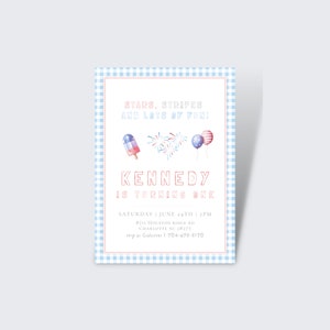 Red White and Blue Birthday Invite | Watercolor 4th of July Birthday Invitation | Fourth of July Birthday Invitation | Red, White, & Blue