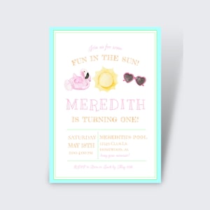 Fun in the Sun Birthday Invitation | Watercolor Fun in the Sun | Summer Fun, Summer Birthday Invite | 1st Birthday | Download, Edit, Print