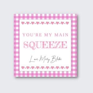 Tag di San Valentino / Main Squeeze Valentine Tag / Download istantaneo / Modifica per personalizzare e stampare in pochi minuti / Applesauce Valentine Tag