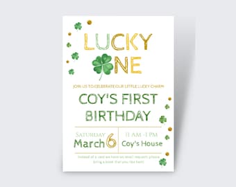 Lucky One St. Patrick's Day-verjaardagsuitnodiging | Bewerkbare sjabloon (digitale download)