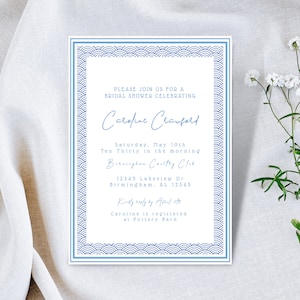 Something Blue Bridal Shower Invitation | Classic Blue, Watercolor, Grand Millenial Invite | Neutral, Blue, Simple | Bridal Suite Invite