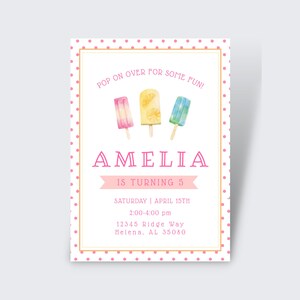 Fun in the Sun Birthday Invitation | Watercolor Fun in the Sun | Summer Birthday Invite | Popsicle Invite | Download, Edit, Print