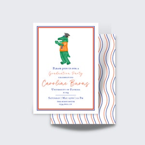 Invito alla laurea arancione e blu / Laurea arancione e blu / Modello di laurea universitaria / Modifica e stampa / Invito ispirato all'università