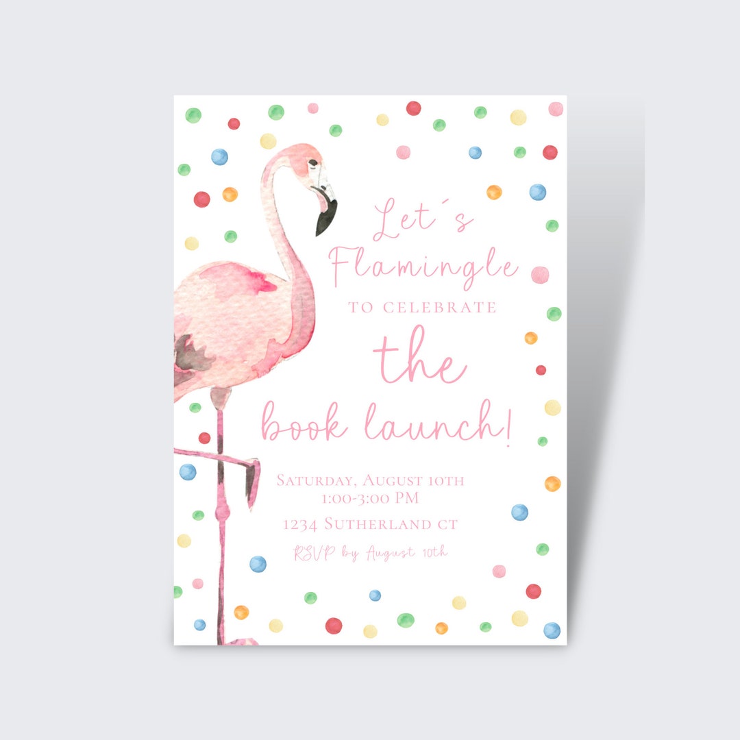 Book Launch Invitation | Flamingo Book Launch | Rainbow, Edit and Print ...