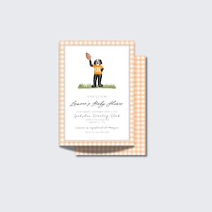Orange Football Baby Shower Theme | Boy Baby Shower Invite | Sports Baby Shower | Smokey Invite | Summer, Orange, Gingham, Classic