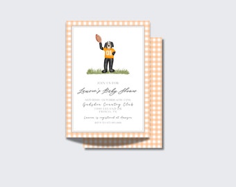 Orange Football Baby Shower Theme | Boy Baby Shower Invite | Sports Baby Shower | Smokey Invite | Summer, Orange, Gingham, Classic