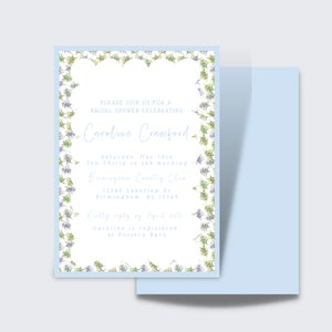 Bridal Shower Invitation | Floral, Watercolor, Grand Millenial Invite | Blue, Green, Simple | Bridal Suite Invite | Bridal Shower Invite
