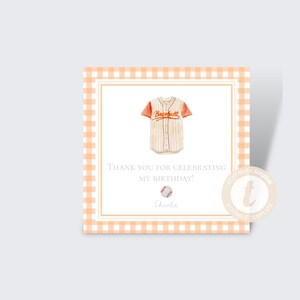 Oranje honkbalverjaardagsfeestje bedankkaart | Direct downloaden | Bewerkbare sjabloon | Zomer, honkbal | Tennessee Vols