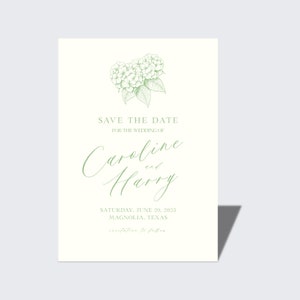 Save the date | Grün, viktorianisch, vintage, floral, hortensien | Südlich, Save the date Einladung | Bearbeiten und Drucken | Grün, einfach