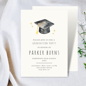 Graduation Invitation Template, Printable Graduation Party Invitation, Editable Graduation Party Invitation Download, Templett