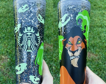 Scar // Lion King // inspired Snowglobe Tumbler // Halloween // Villains // Glow in the dark // Spooky Season