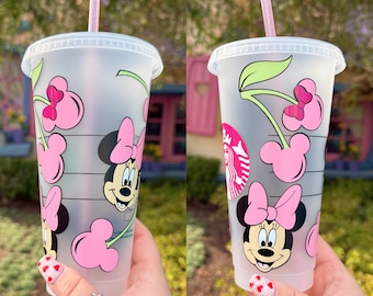 Minnie Mouse inspired cold cup  // Cherries // Cute // Gift idea