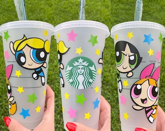 Powerpuff Girls inspired customized Cold Cup // Nostalgia // Girl power // Gift Idea