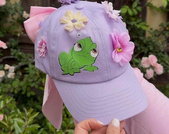 PRE ORDER processing time 2-3 weeks! Tangled // Princess Rapunzel inspired hat with removable/interchangable bow // Pascal //