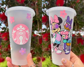 Minnie and Daisy Bestie inspired cold cup  // mouse  // Spring // Floral Flower // Magic // best friends