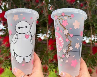 Pink Baymax Cherry blossom inspired cold cup // San Fransokyo // Big Hero 6 // Tokyo // Gift Idea //