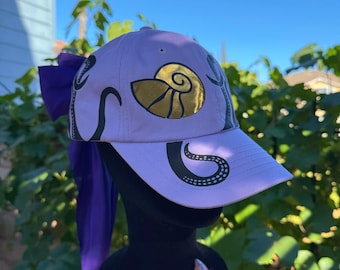 PRE ORDER processing time 2-3 weeks!! Ursula // Little mermaid // Ariel //Villain Seawitch inspired baseball hat with interchangable bow //