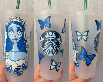 Emily Corpse Bride inspired Customized Cold Cup // Halloween // Spooky Season // Wedding // Bridal // Tim Burton